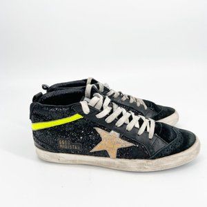 Golden Goose Black Mid Star Sneakers Suede & Glitter